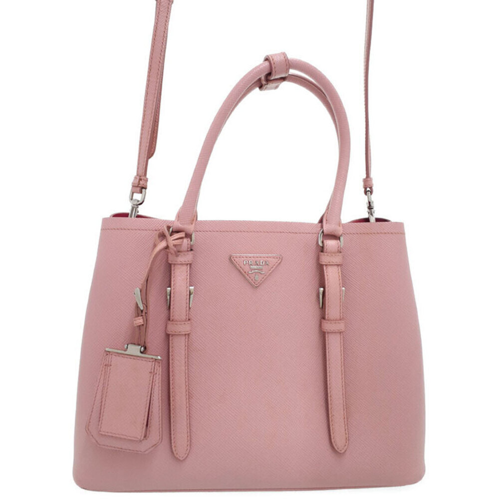 Prada Saffiano Cuir Double Handle Tote Shoulder Bag pink - Picture 1 of 9